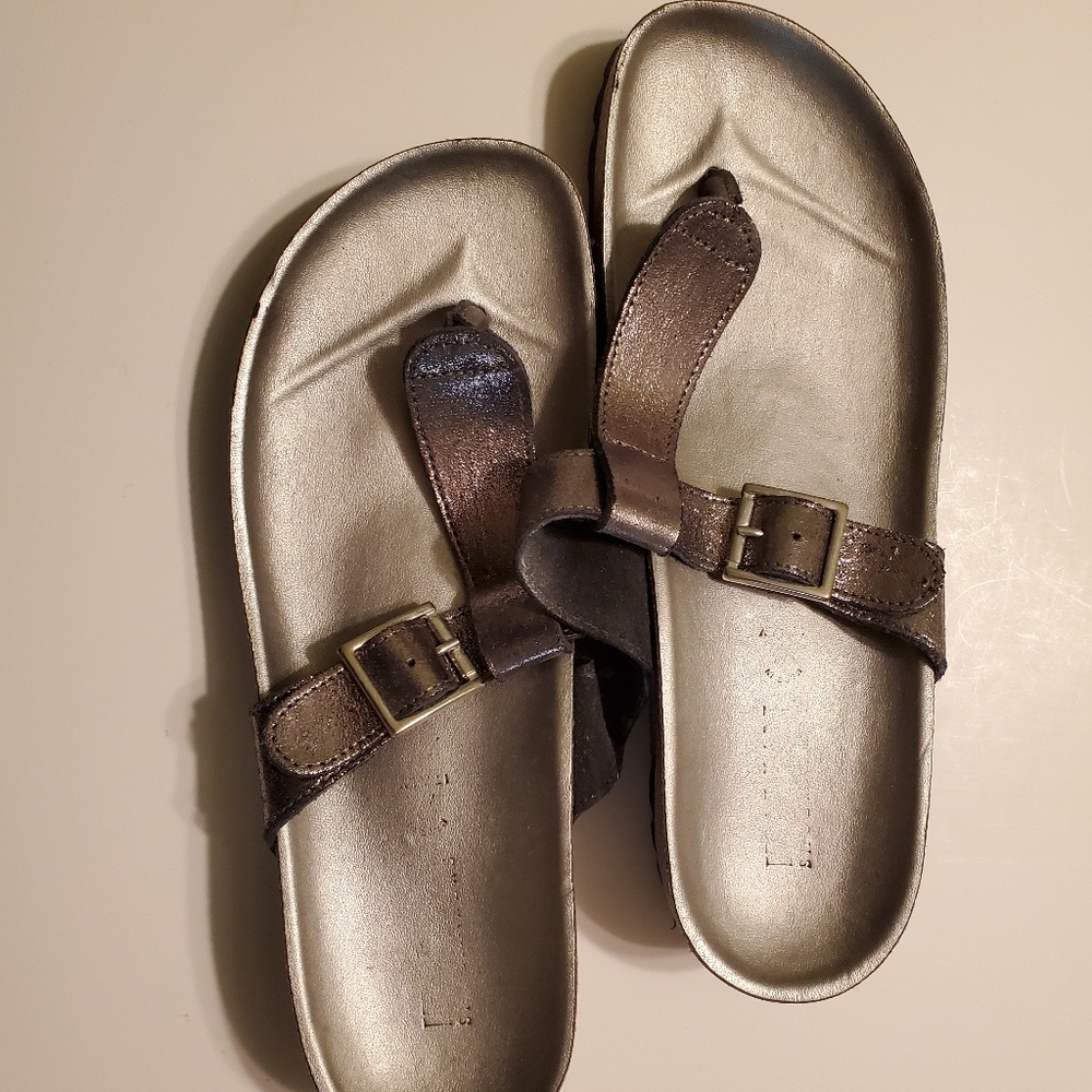 Metallic Dark Silver Sandals